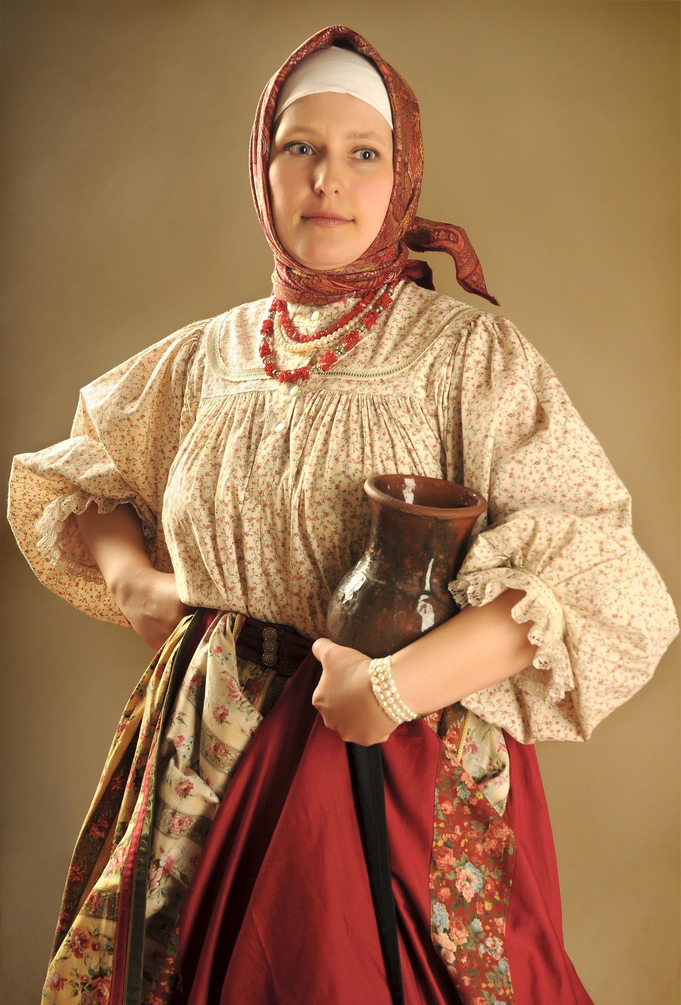 Girls in Slavic costumes in Pekanbaru